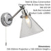 Bathroom Wall Light Fitting - Chrome Plate & Clear Glass Shade - Sconce