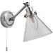 Bathroom Wall Light Fitting - Chrome Plate & Clear Glass Shade - Sconce