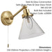 Bathroom Wall Light Fitting - Satin Brass Plate & Clear Glass Shade - Sconce