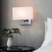 Indoor Wall Light Fitting - USB Socket - Polished Chrome Rectangular Wall Plate