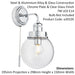 Bathroom Wall Light Fitting - Chrome Plate & Clear Glass Shade  - Single Lamp