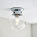 Decorative Flush Bathroom Ceiling Light Fitting - Clear Glass Shade - Dimmable