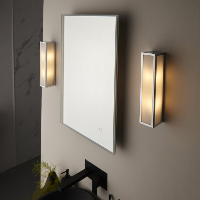 Bathroom Wall Light Fitting - Chrome Plate & Frosted Glass Shade  - Twin Lamp