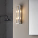 Bathroom Wall Light Fitting - Chrome Plate & Ribbed Glass Shade - Twin Lamp