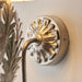 Ornate Silver Wall Light Fitting & Ivory Cotton Shade Decorative Leaf Design