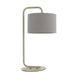 Satin Champagne Table Lamp Light - 23cm Grey Fabric Cylinder Shade - Desk Light