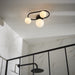 Semi Flush Multi Arm Bathroom Ceiling Light - Matt Black & White Glass - Oval