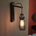 Matt Black Industrial Wall Light - Black Chrome Knurled Detailing Lamp Holder 