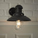 Non Automatic Outdoor Wall Light - Matt Black & Glass Shade - IP44 Rated