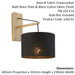 Matt Brass Wall Light & Black Cotton Fabric Shade - Hanging Wall Lamp Fitting