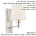 Bright Nickel Indoor Wall Light Fitting & Vintage White Fabric Shade Dimmable