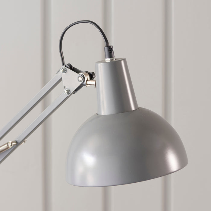 Slate Grey Steel Table Lamp Task Light - Inline Switch - Adjustable Desk Light