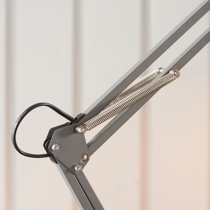 Slate Grey Steel Table Lamp Task Light - Inline Switch - Adjustable Desk Light