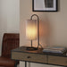 Modern Matt Black Oval Table Lamp Desk Light & Grey Fabric Cylinder Shade 