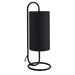 Modern Matt Black Oval Table Lamp Desk Light & Black Fabric Cylinder Shade