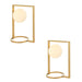 2 PACK Brushed Gold Table Lamp - Gloss Opal Glass Shade - Geometric Shape Design