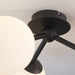 Semi Flush Multi Arm Bathroom Ceiling Light - Matt Black & White Glass - 3 Lamp