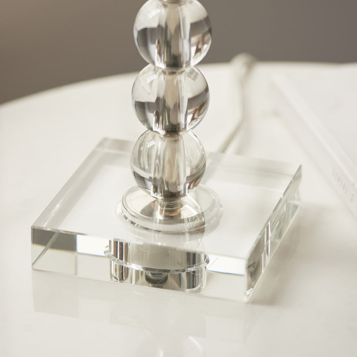 Crystal Glass Table Lamp Base - Polished Nickel Metalwork - Bedside Desk Light