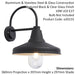 Non Automatic Outdoor Wall Light - Textured Black & Glass Shade - IP44 Rated