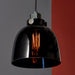 Industrial Ceiling Pendant Light Fitting - Matt Black & Black Tinted Glass