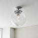 Decorative Flush Bathroom Ceiling Light Fitting - Clear Spiral Glass Shade