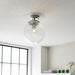 Decorative Flush Bathroom Ceiling Light Fitting - Clear Spiral Glass Shade