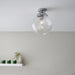 Decorative Flush Bathroom Ceiling Light Fitting - Clear Spiral Glass Shade