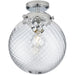 Decorative Flush Bathroom Ceiling Light Fitting - Clear Spiral Glass Shade