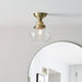 Antique Brass Semi Flush Ceiling Light Fitting & Clear Glass Shade Low Profile