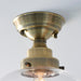 Antique Brass Semi Flush Ceiling Light Fitting & Clear Glass Shade Low Profile