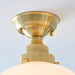 Antique Brass Semi Flush Ceiling Light Fitting & Opal Glass Shade Low Profile