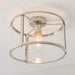 Bright Nickel Semi Flush Ceiling Light & Clear Glass Shade - Low Ceiling Fitting