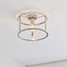 Bright Nickel Semi Flush Ceiling Light & Clear Glass Shade - Low Ceiling Fitting