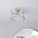 Bright Nickel Semi Flush Ceiling Light & Clear Glass Shade - Low Ceiling Fitting