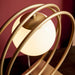 Brushed Gold Table Lamp Light - Gloss Opal Glass Shade - Circular Hoop Design