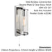 Chrome Bathroom Wall Light & Cylinder Glass Shade - IP44 Rated - Modern Sconce