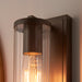 Dark Bronze Bathroom Wall Light & Ribbed Cylinder Glass Shade IP44 Rated Fitting