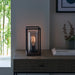 Matt Black Industrial Framed Table Lamp Light & Glass Shade - Bronze Patina Base