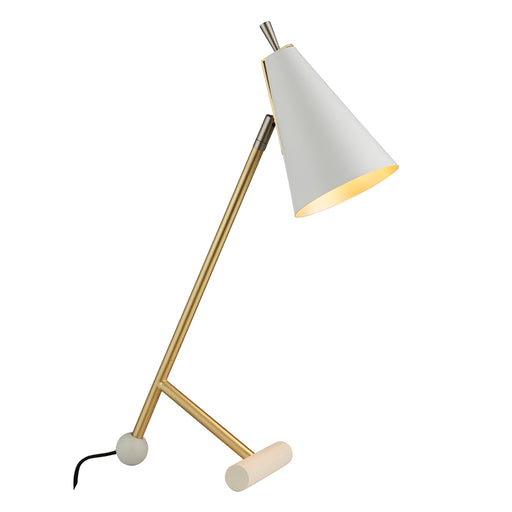 Satin Brass & Matt White Task Lamp - Modern Adjustable Table Desk Light