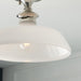 Semi Flush Ceiling Light Fitting - Bright Nickel Plate & Gloss Opal Glass Shade