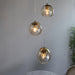 Satin Brass 3 Light Ceiling Pendant Fitting & Campagne Dimpled Glass Shades
