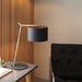 Brass Plated Angular Table Lamp Light - Black Base & Cotton Shade - Desk Light