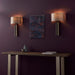 Brushed Bronze Slotted Wall Light Fitting & Mink Satin Half Shade - Dimmable