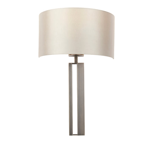 Brushed Bronze Slotted Wall Light Fitting & Mink Satin Half Shade - Dimmable