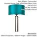 Brushed Bronze Slotted Wall Light Fitting & Teal Satin Half Shade - Dimmable