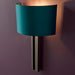 Brushed Bronze Slotted Wall Light Fitting & Teal Satin Half Shade - Dimmable