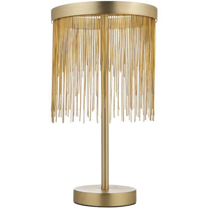 Satin Brass Table Lamp Light & Waterfall Chain Shade - Integrated LED Module