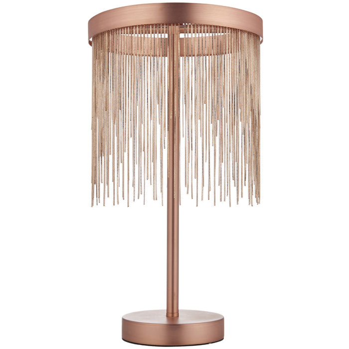 Brushed Copper Table Lamp Light & Waterfall Chain Shade - Integrated LED Module