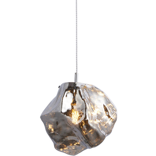 Metallic Chrome Rock Design Ceiling Pendant Light Dimmable Hanging Light Fitting