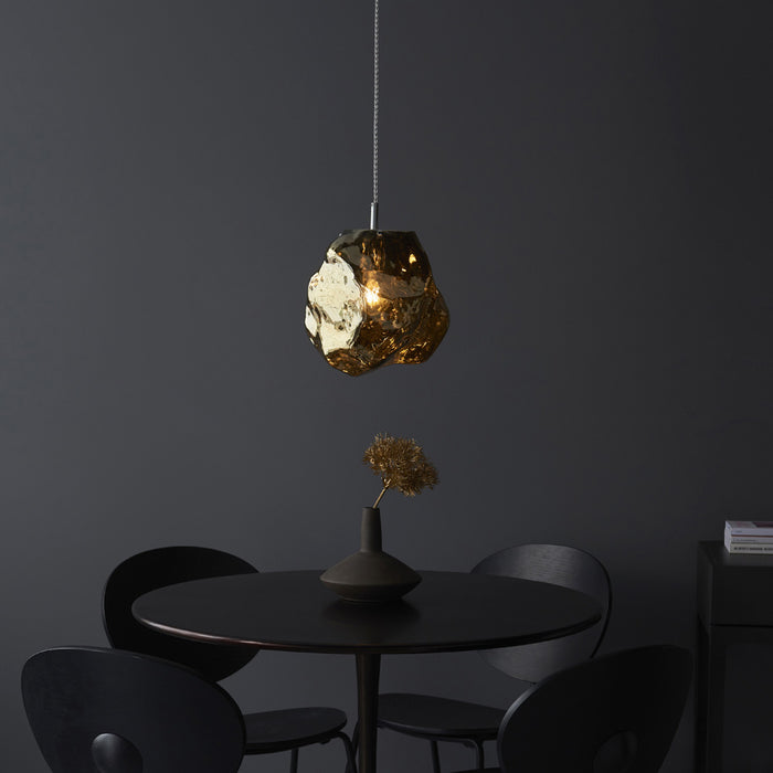 Metallic Bronze Rock Design Ceiling Pendant Light Dimmable Hanging Light Fitting